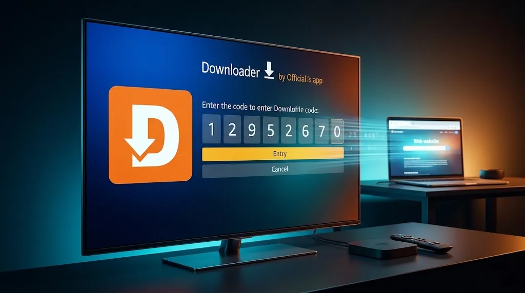 Downloader code on Fire TV showing how a numeric shortcut connects to an external address