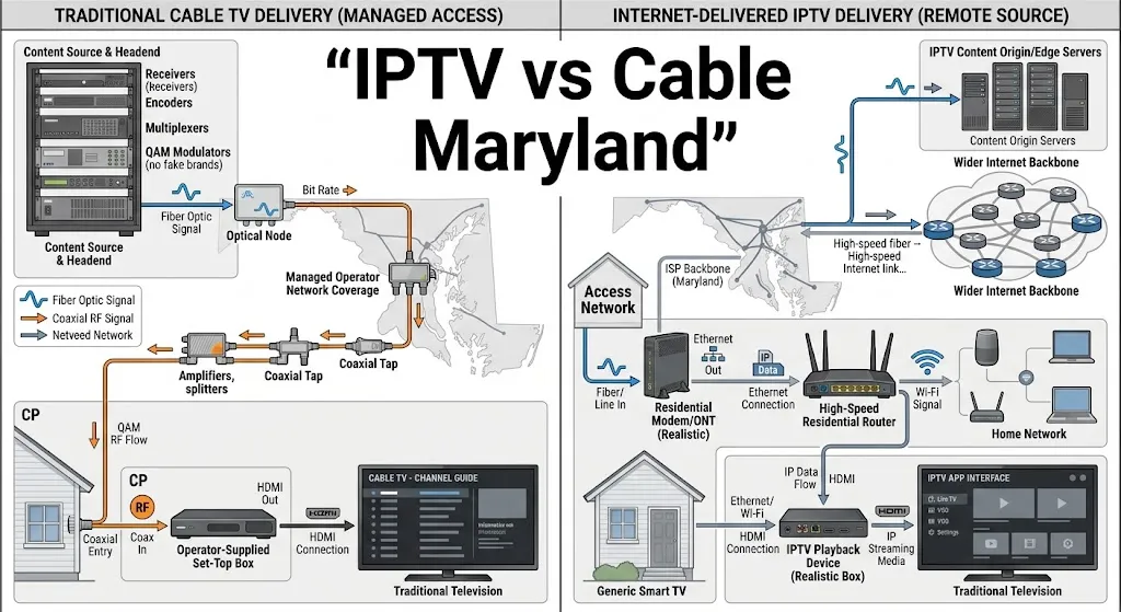 IPTV vs Cable Maryland technical delivery comparison