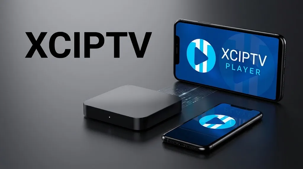 XCIPTV player shown as multiple branded app versions