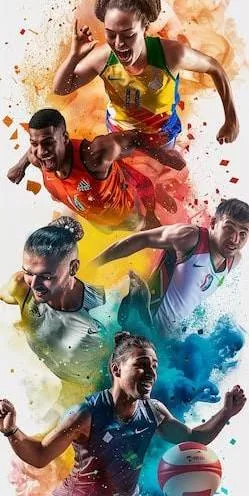 Dynamic collage of professional athletes representing live sports streaming on Maryland IPTV