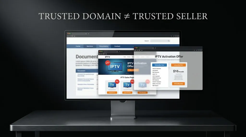IPTV scam website using a trusted-looking page to sell an unauthorized service