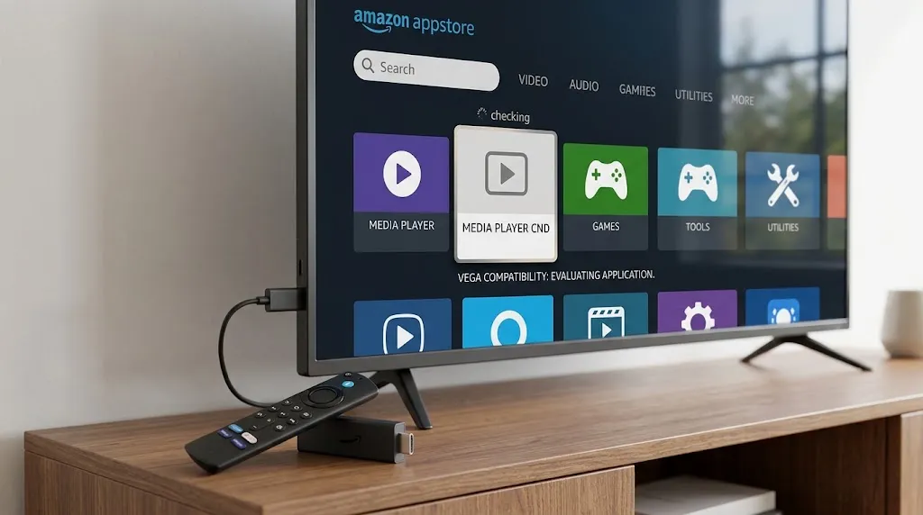 Fire TV Stick 4K Select with Vega OS and Amazon Appstore app compatibility check