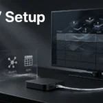 IPTV Setup showing a streaming device, source connection, and electronic program guide
