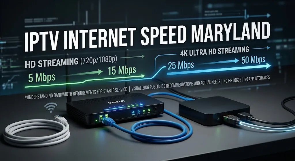 IPTV internet speed Maryland explained with HD and 4K bandwidth requirements