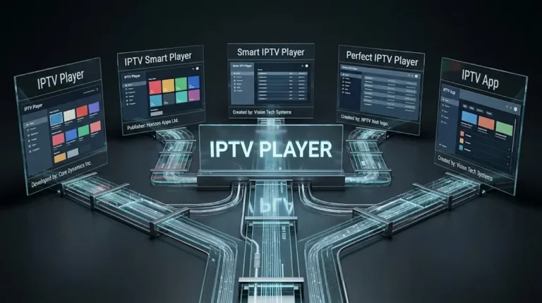 Similar IPTV app names representing different applications and publishers