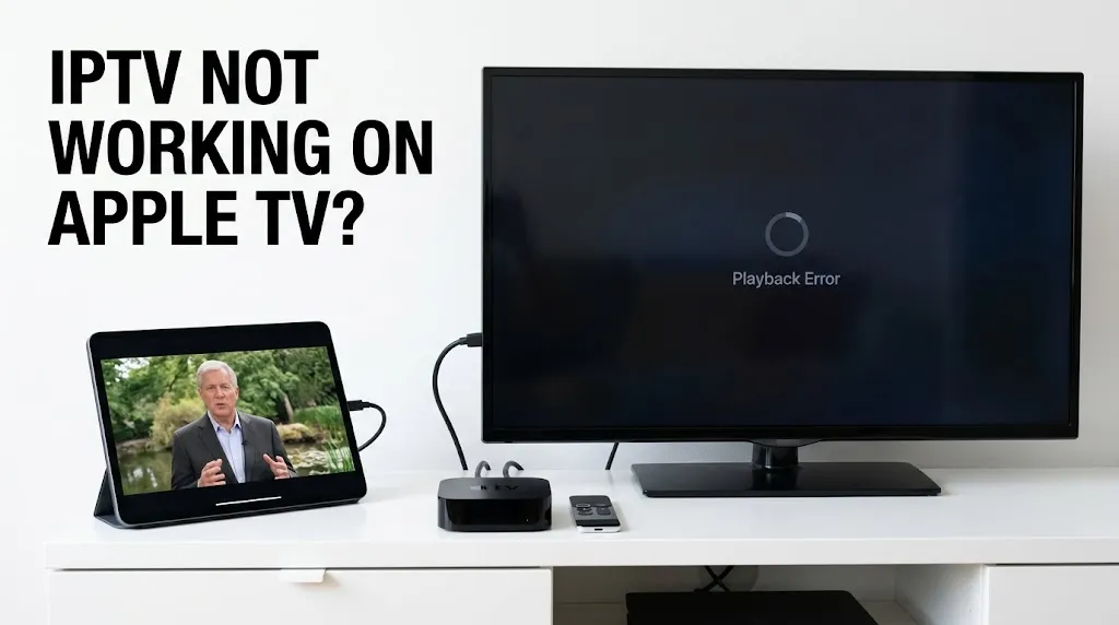 IPTV not working on Apple TV with playback failure shown on the TV